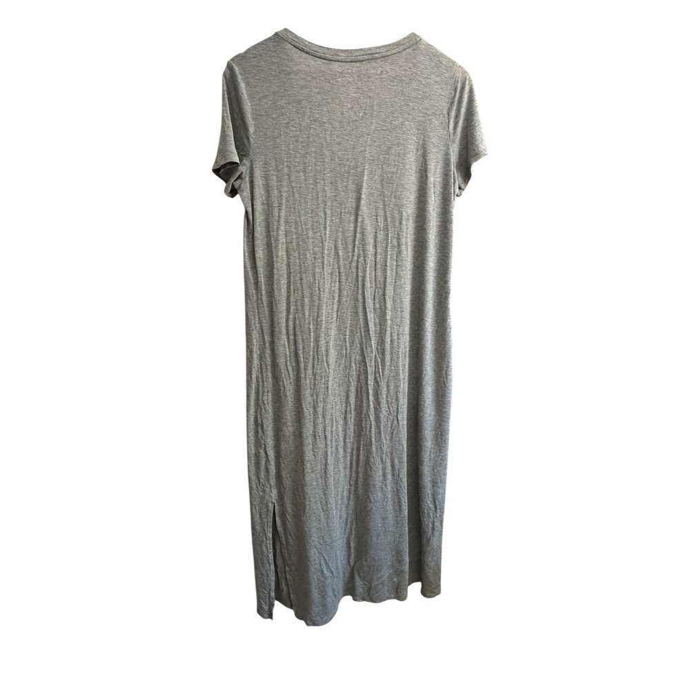 Sonoma Intimates Everyday Sleep‎ Shirt Maxi Dress Gray Size L V Neck Side Slits - Picture 5 of 5